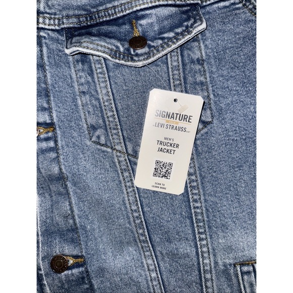 Levis Jacket Mens XL Blue Denim Trucker‎ Light Wash Stretch Adjustable Pc9-39760 - Picture 2 of 6